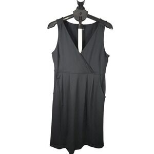 Eddie Bauer Aster Crossover Dress Womens Tall Large Black Sleeveless  New